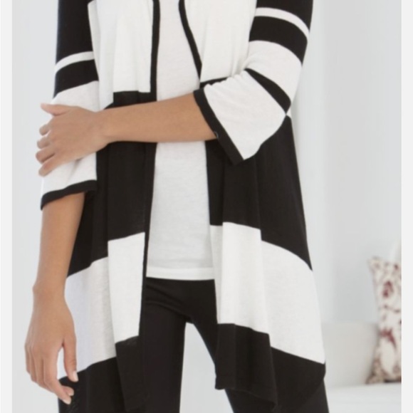 Monroe and Main Black and White Striped Fly Away Cardigan - Picture 4 of 7